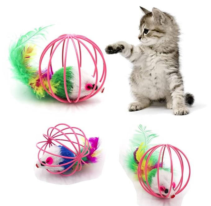 Sichumaria 2 Pcs Cat Balls Toy Sichumaria Mouse Ball Toys
